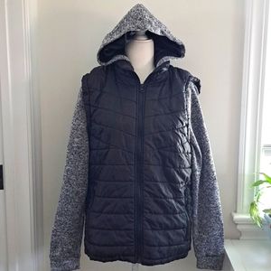 Brooklyn Stabdard Black and Gray Hooded Puffer Jacket size Medium